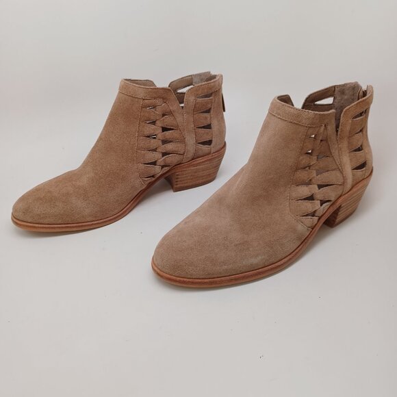 Vince Camuto Ankle Bootie Tan Suede Peera Cutout Western Boots Boho Womens 7 NEW - Picture 7 of 13